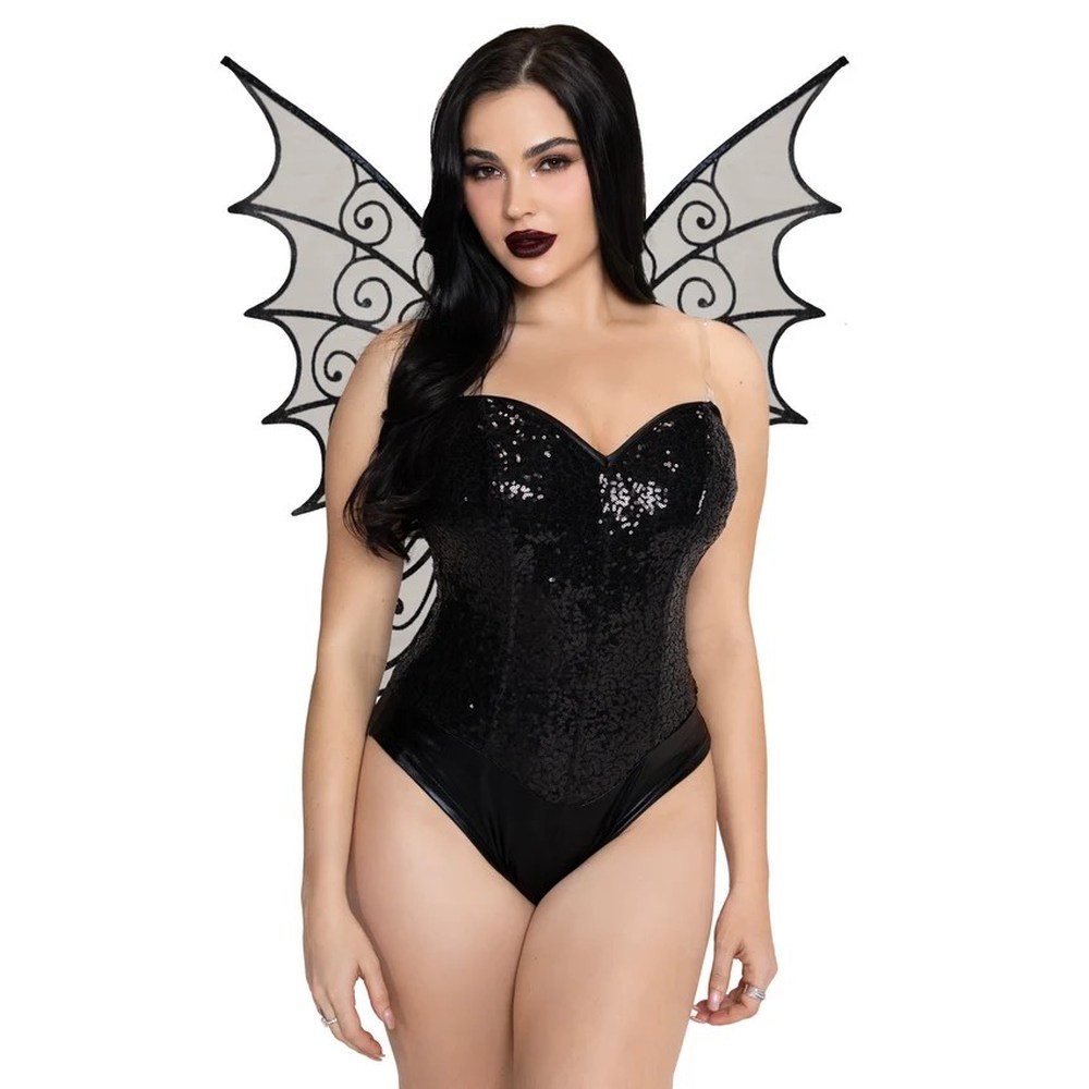 Leg Avenue - Glitter Strapless Pixie Les ailes - Noir